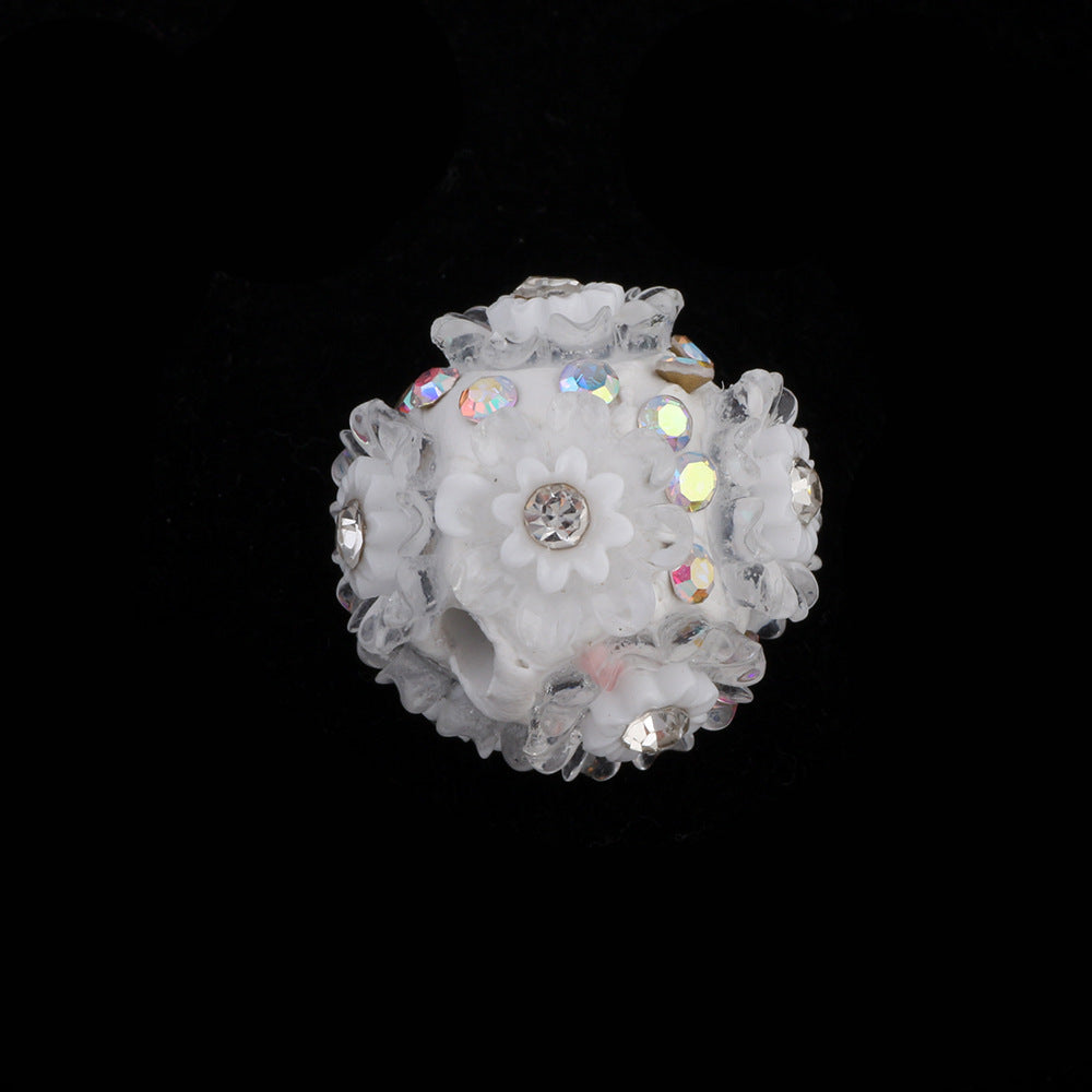 Flower Beads Inlaid with Rhinestones Small Daisy Flower Ball