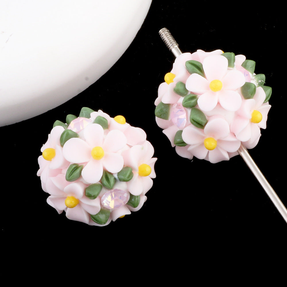 Camellia fresh green leaf flower ball beads