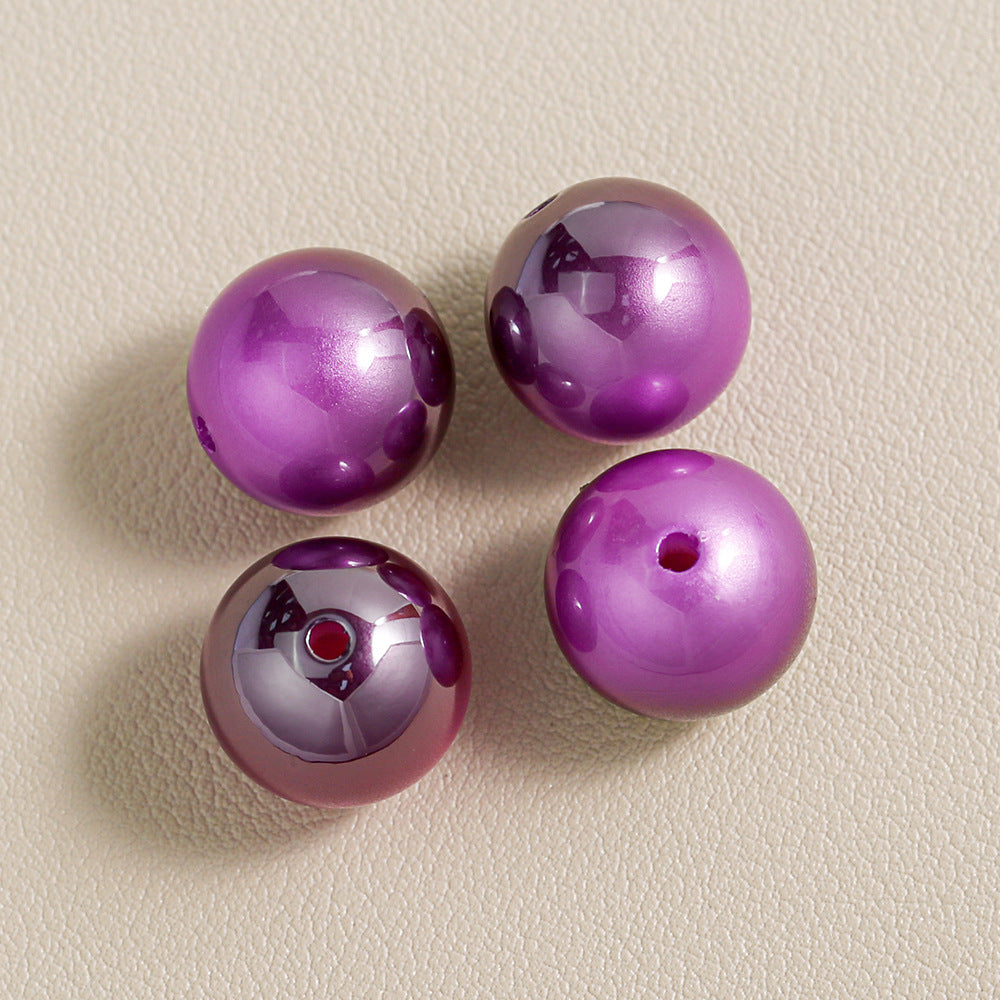 Mabei Two-Color through Hole round Beads Gradient Solid Color Plating round Beads