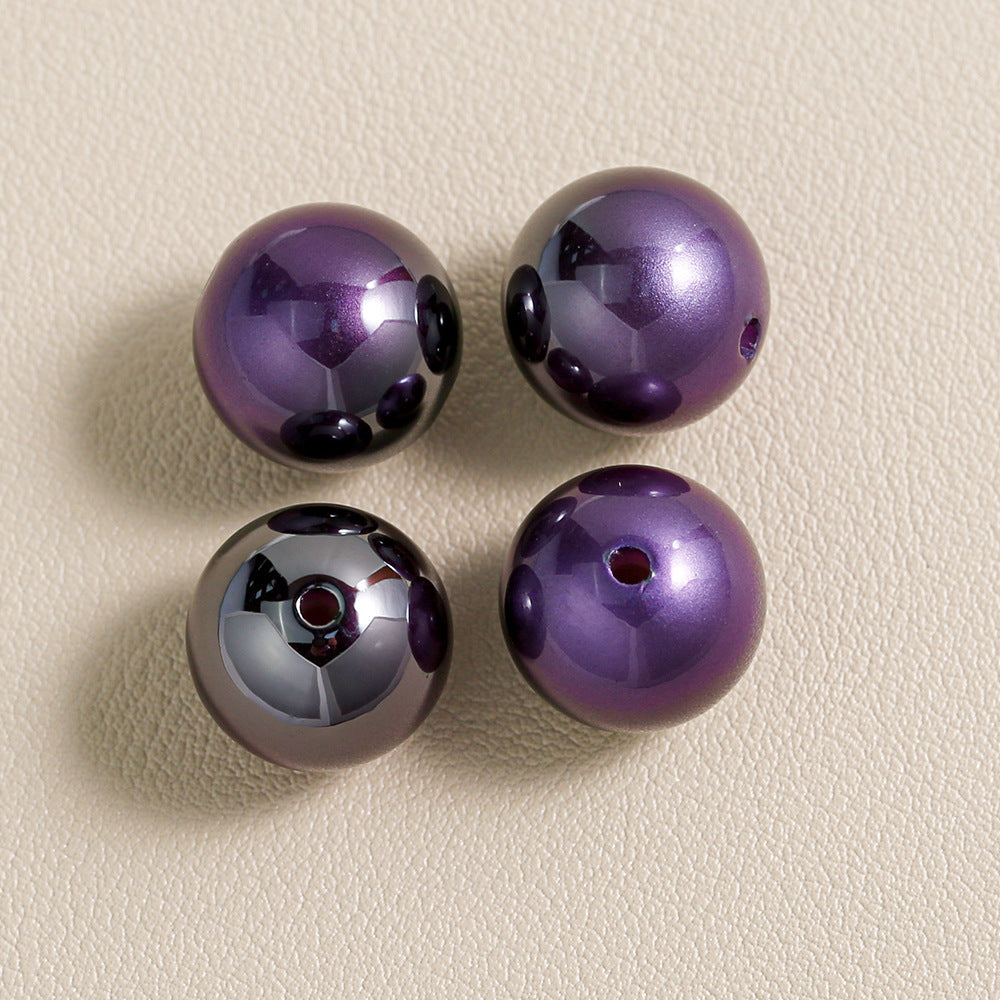 Mabei Two-Color through Hole round Beads Gradient Solid Color Plating round Beads