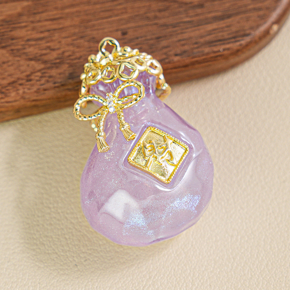 Pachira Macrocarpa Money Bag Pendant Micro-Inlaid Butterfly Shape Pendant