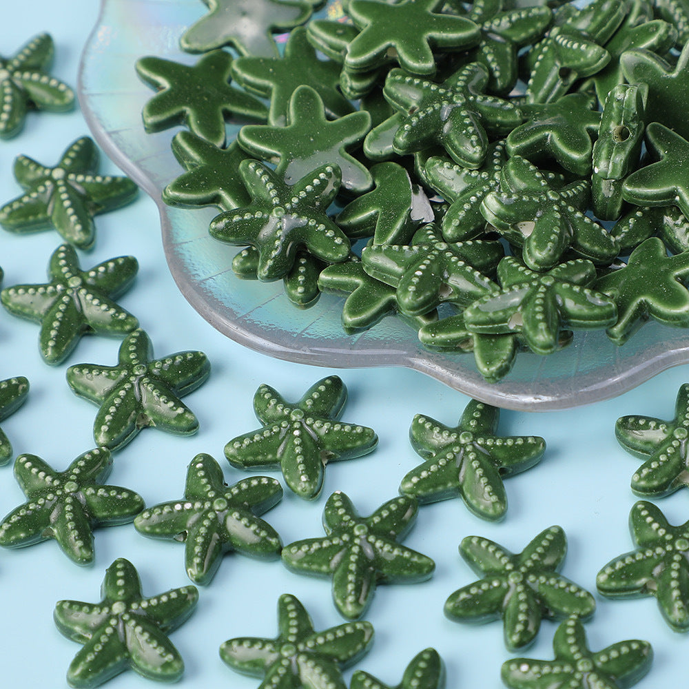 Starfish Perforated Beads Handmade Ceramic Beads