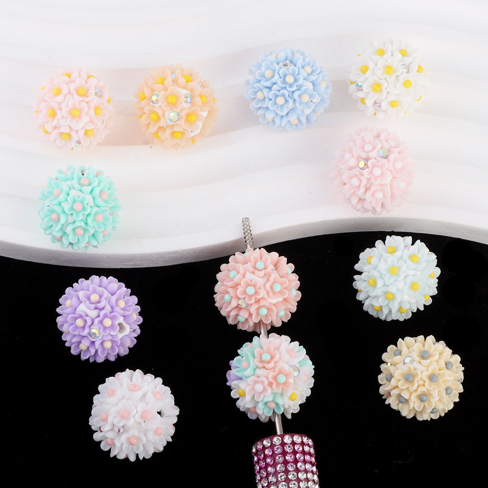 Five-Petal Flower Irregular Flower Bud with Rhinestones and Rhinestone Ball