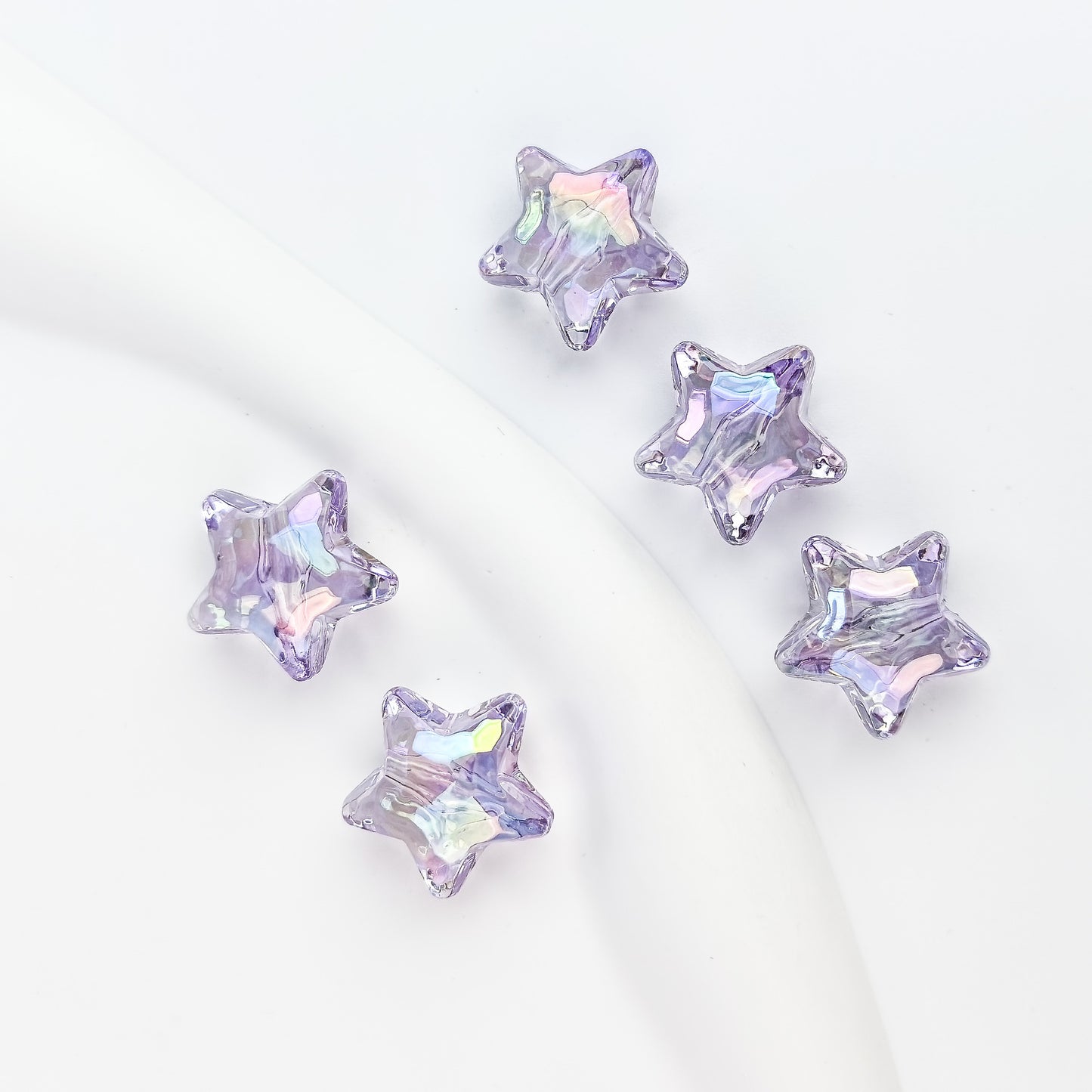 Transparent Acrylic UV Colorful Star Through Hole Beads