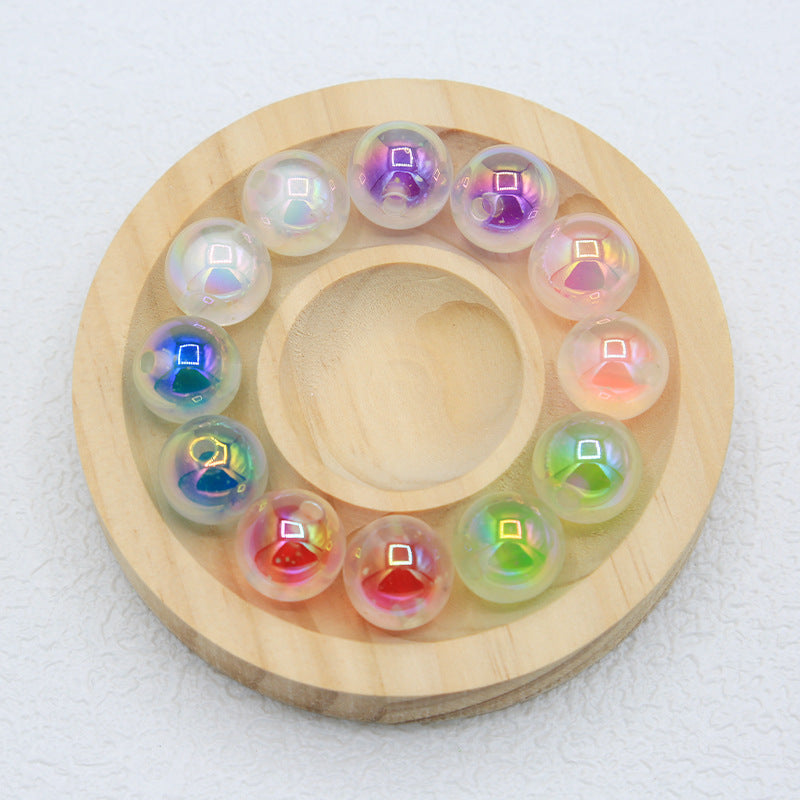 16mm Sugar Heart Luminous Acrylic Beads UV Colorful Plated Round Beads DIY Bracelet Necklace Jewelry Accessories