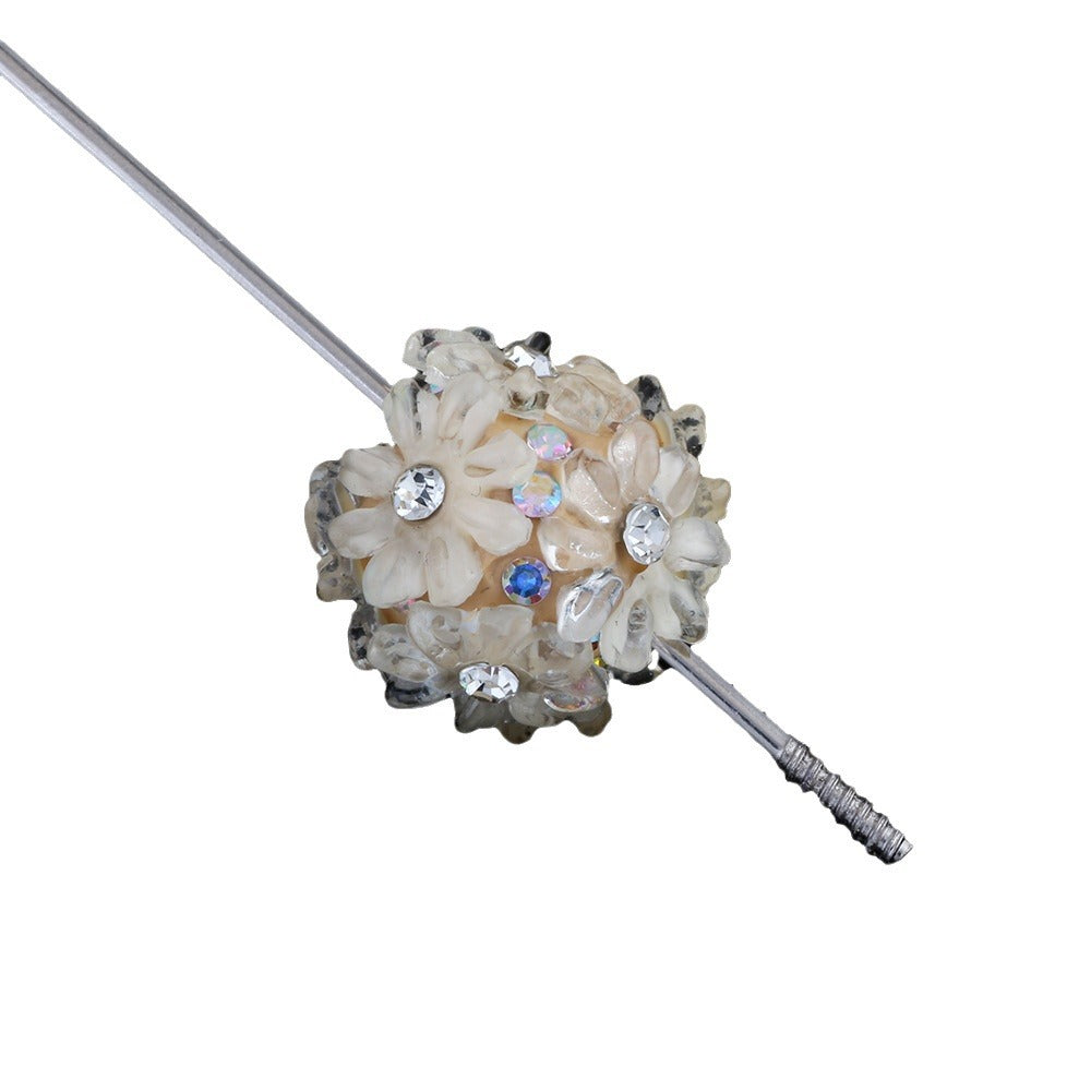 Flower Cluster Ball Flower Inlaid with Rhinestones Soft Clay Large Hole Straight Hole Beads