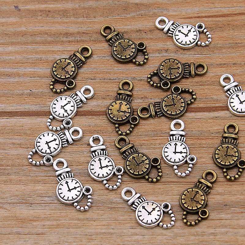 2 Colors 9*12mm 0.7g Alarm Clock Small Pendant DIY Alloy Jewelry Accessories Jewelry Accessories