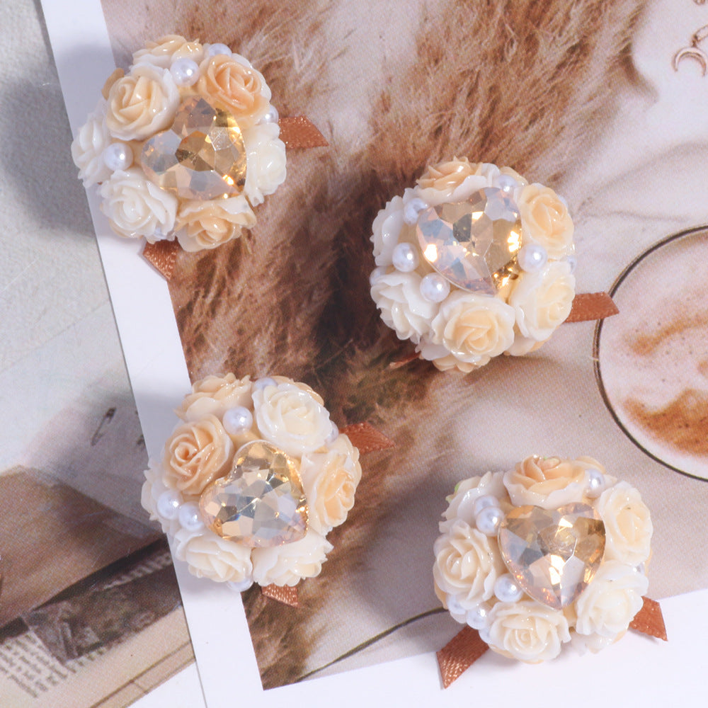 Butterfly Knot Heart Zircon Lace Flower Ball Wearable Straight Hole Beads
