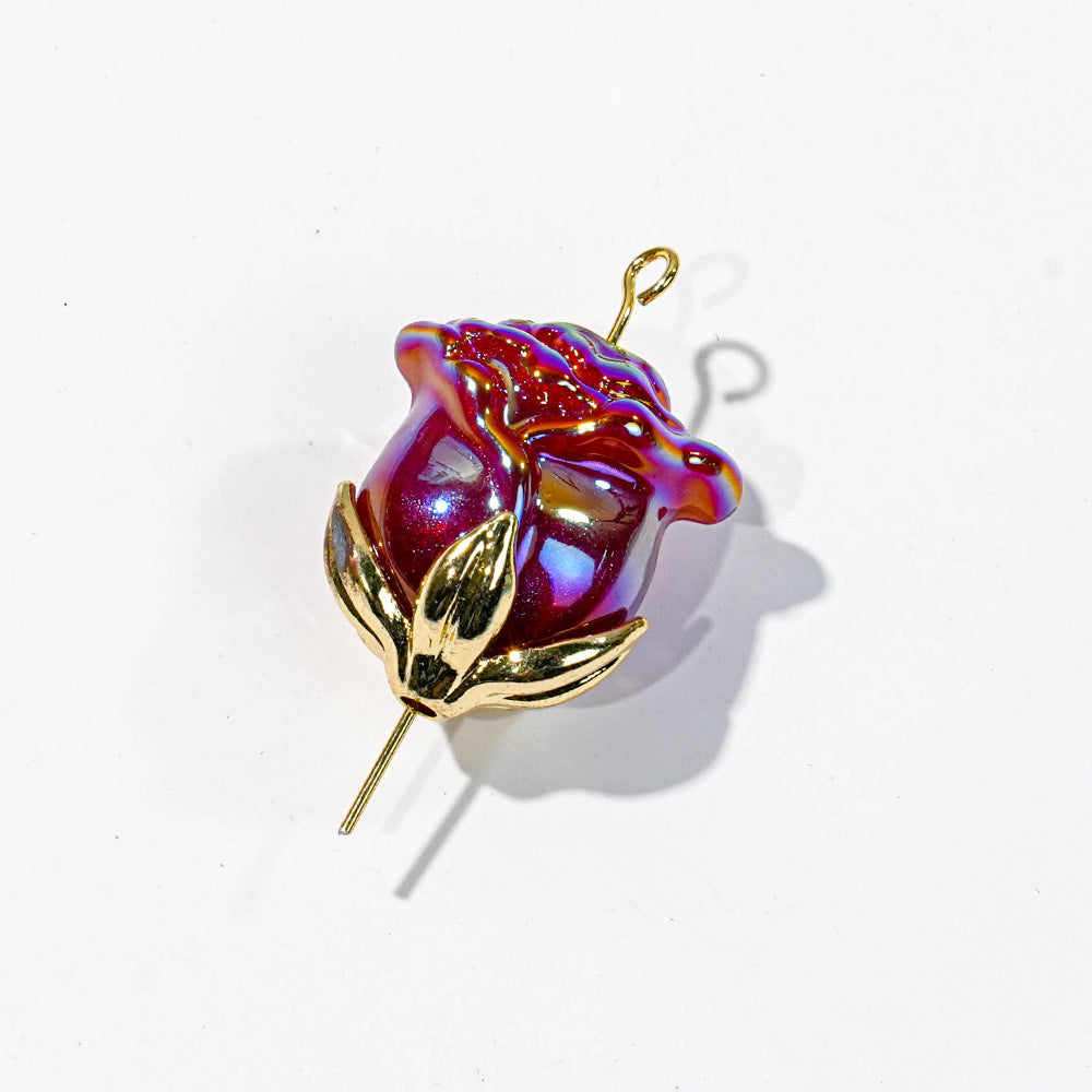 Electroplated Straight Hole Rose Beads