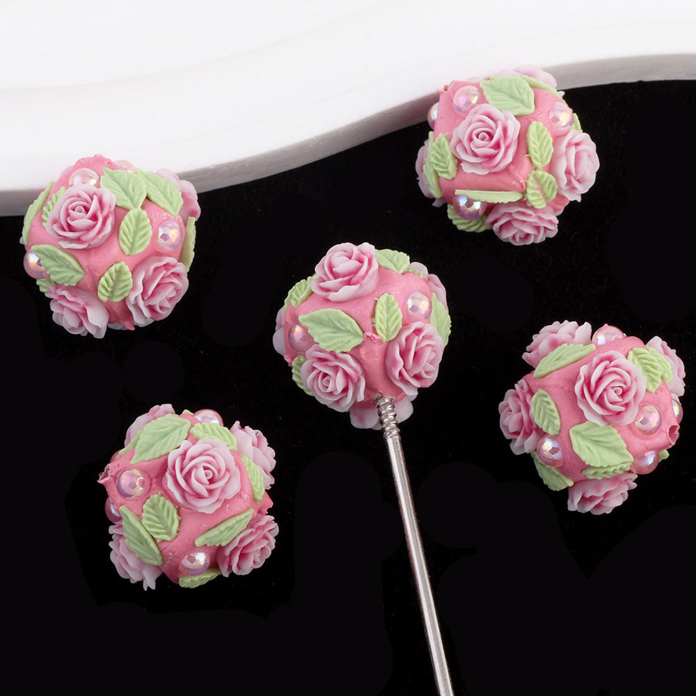 Fresh Flower Ball Drill Ball Pen Straight Hole Beads