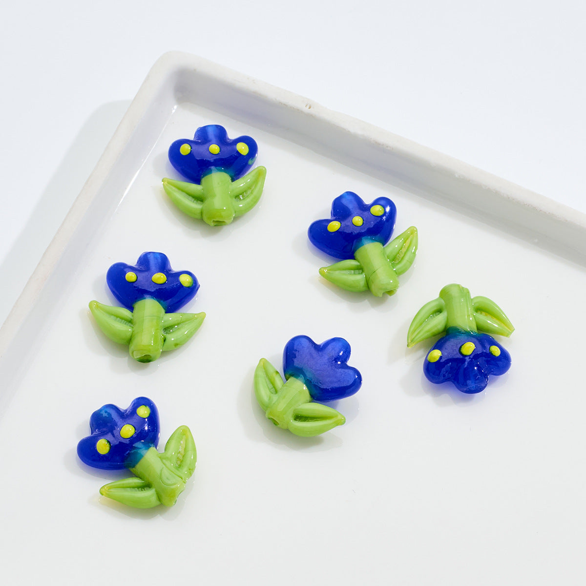 3D Tulip Glass Small Flower beadable beads