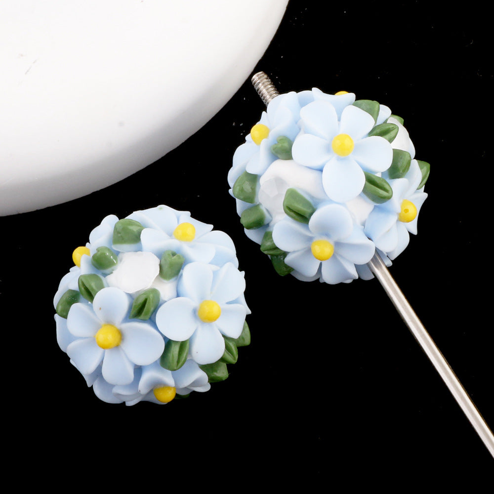 Camellia fresh green leaf flower ball beads
