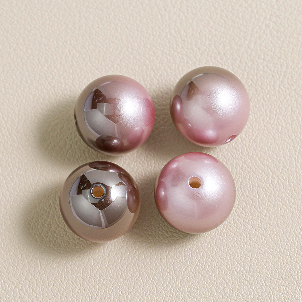 Mabei Two-Color through Hole round Beads Gradient Solid Color Plating round Beads