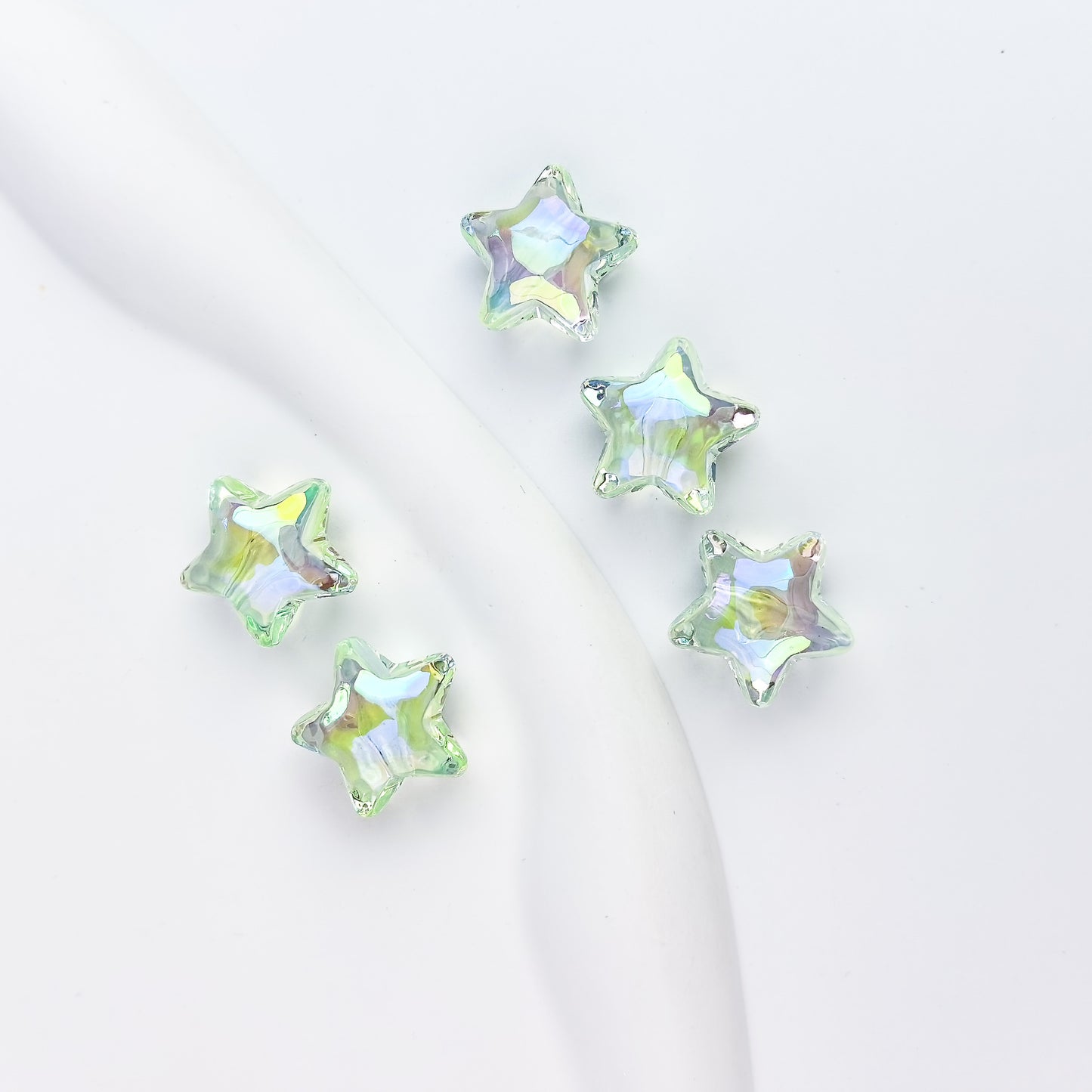 Transparent Acrylic UV Colorful Star Through Hole Beads