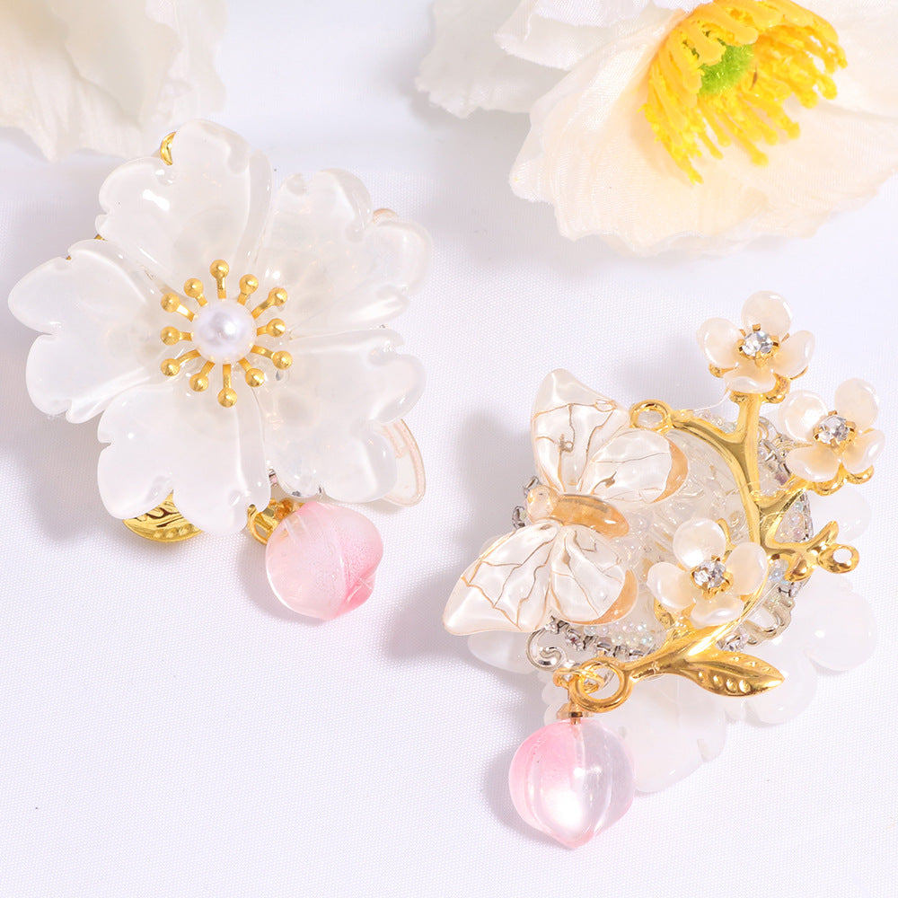 Pink Glass Flower Beads