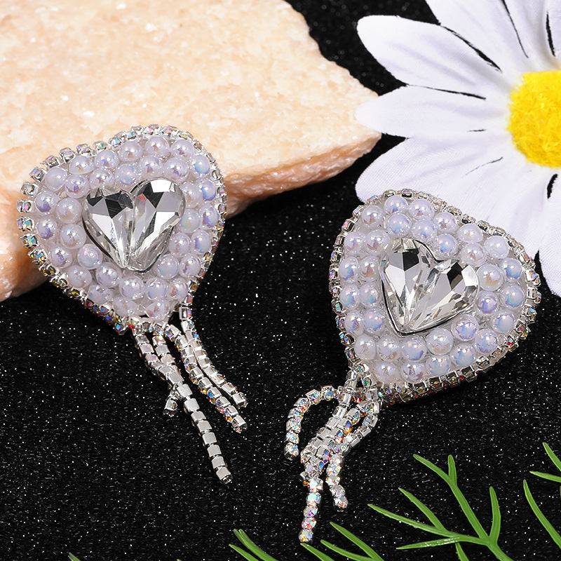 Heart-shaped Drill Ball Pearl Rhinestone Through-hole Beads