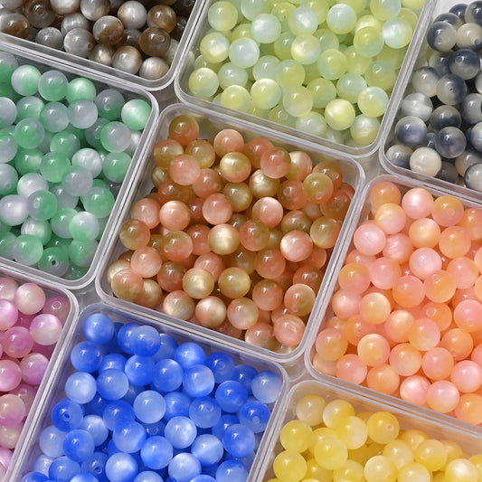 Resin two-color imitation cat's eye round beads