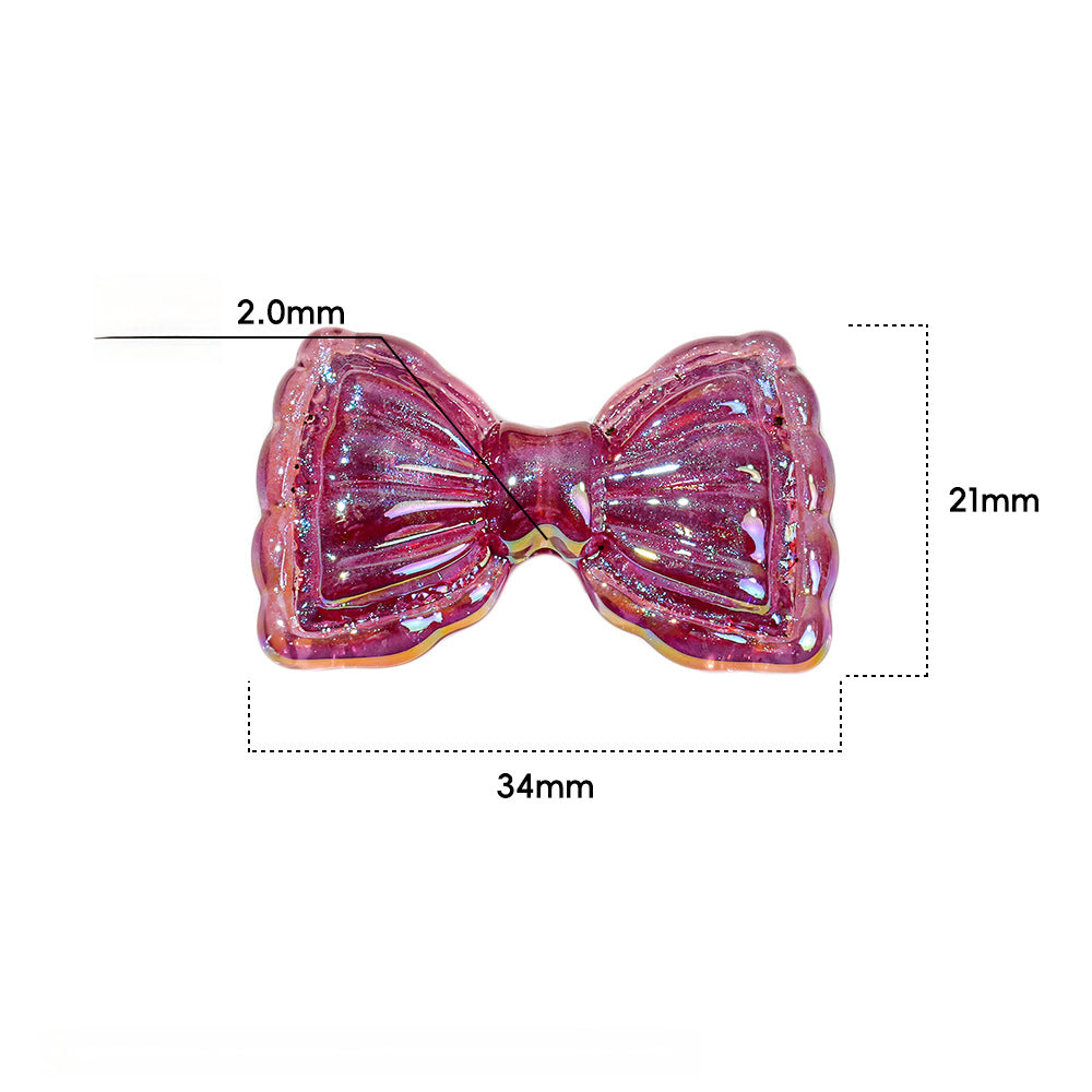 Thin and Glittering Straight Hole Bow Beads