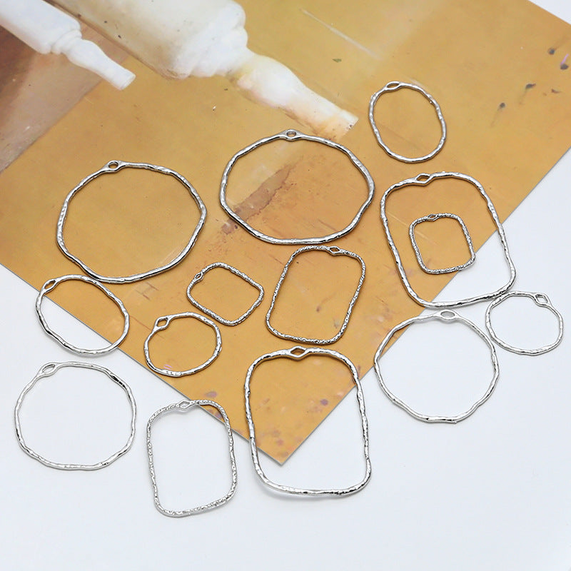 Alloy Irregular earrings Geometric Round Wrinkled Hollow Frame
