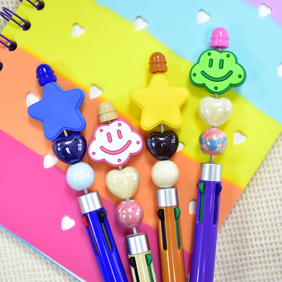 Cartoon Stars and Clouds Silicone Focus Beads