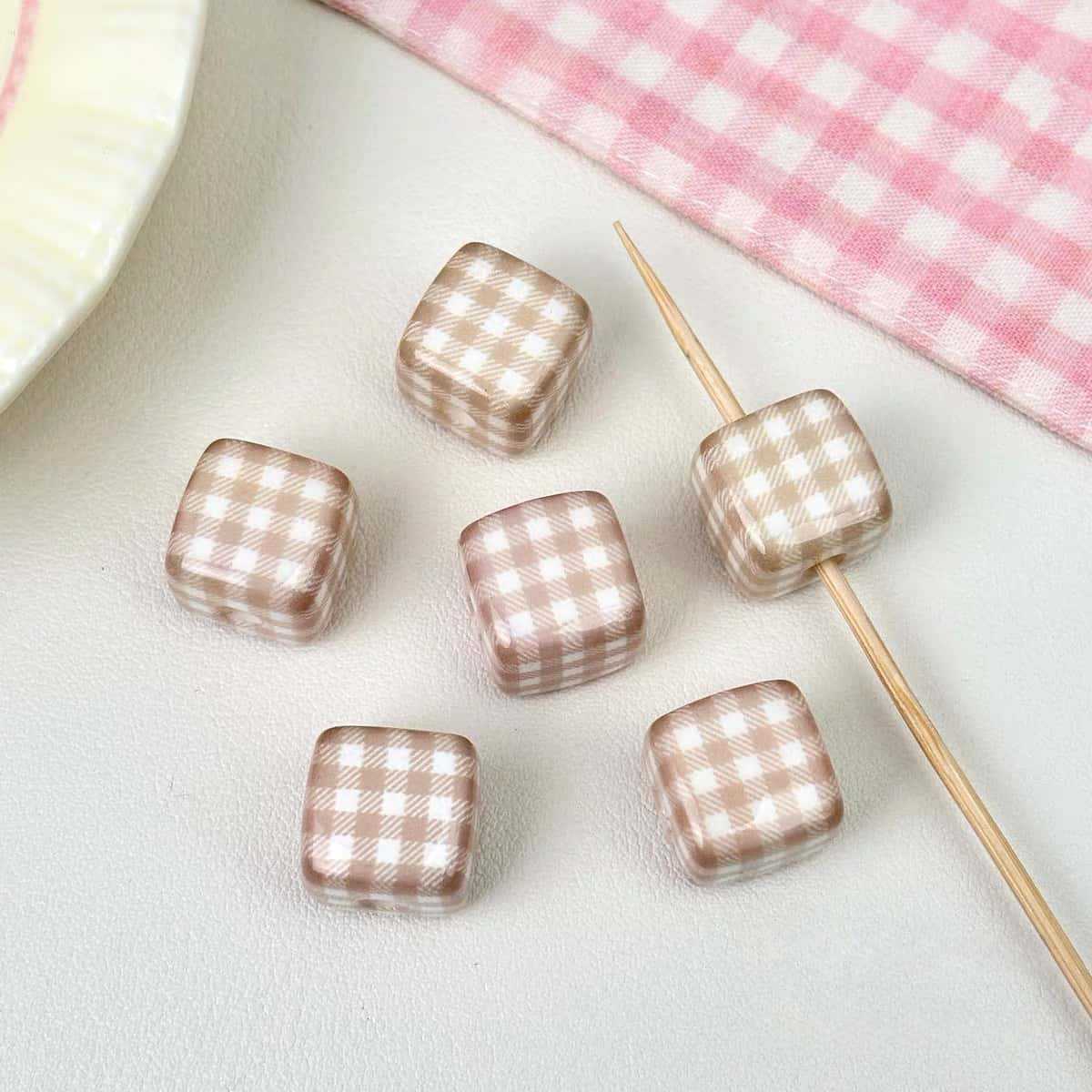 Acrylic Grid Square Handmade Beads