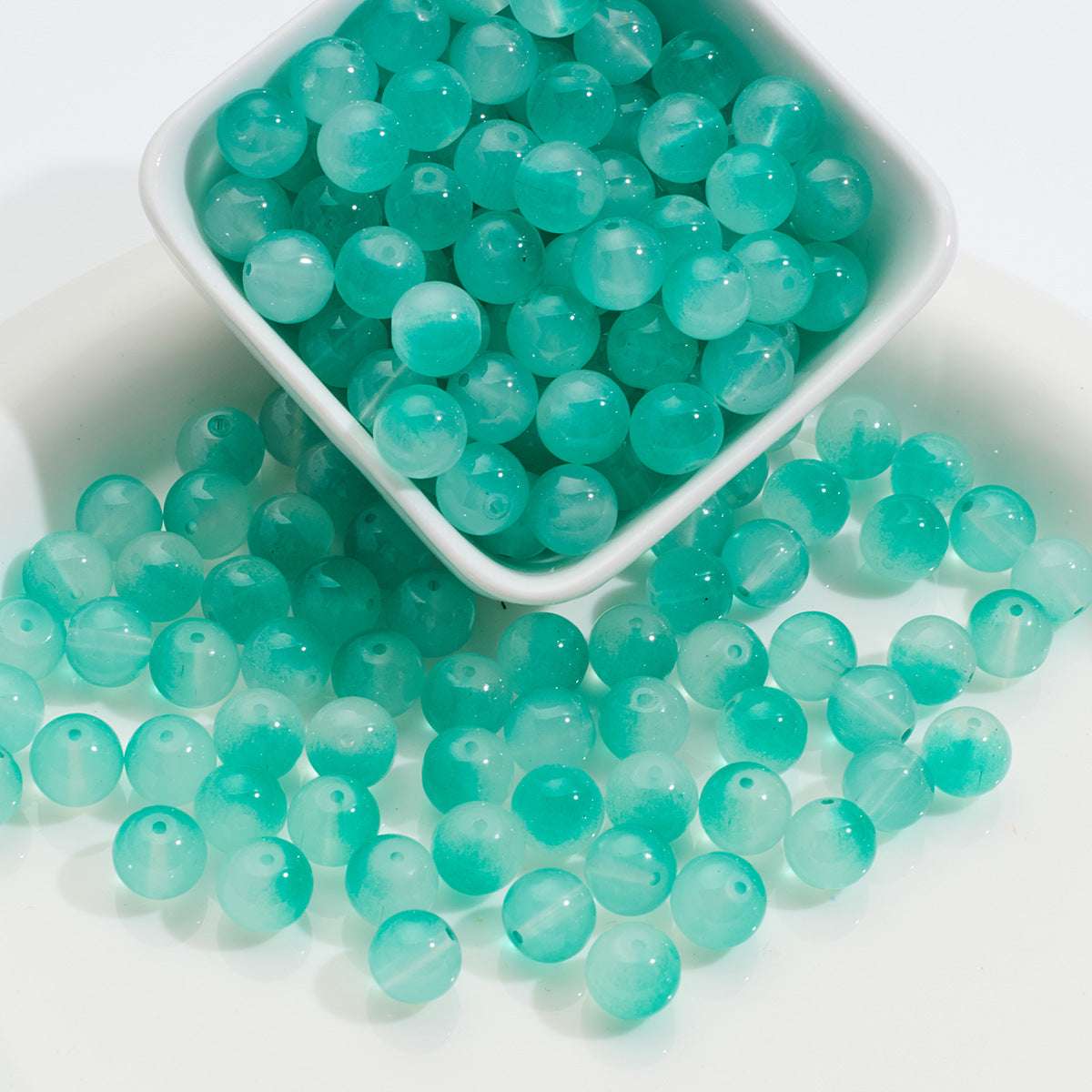 Three-color Glass Beads Imitation Jade Glass Beads