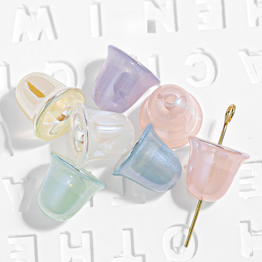 Thin and Glittering Plating Color Little Bell Shape Beads