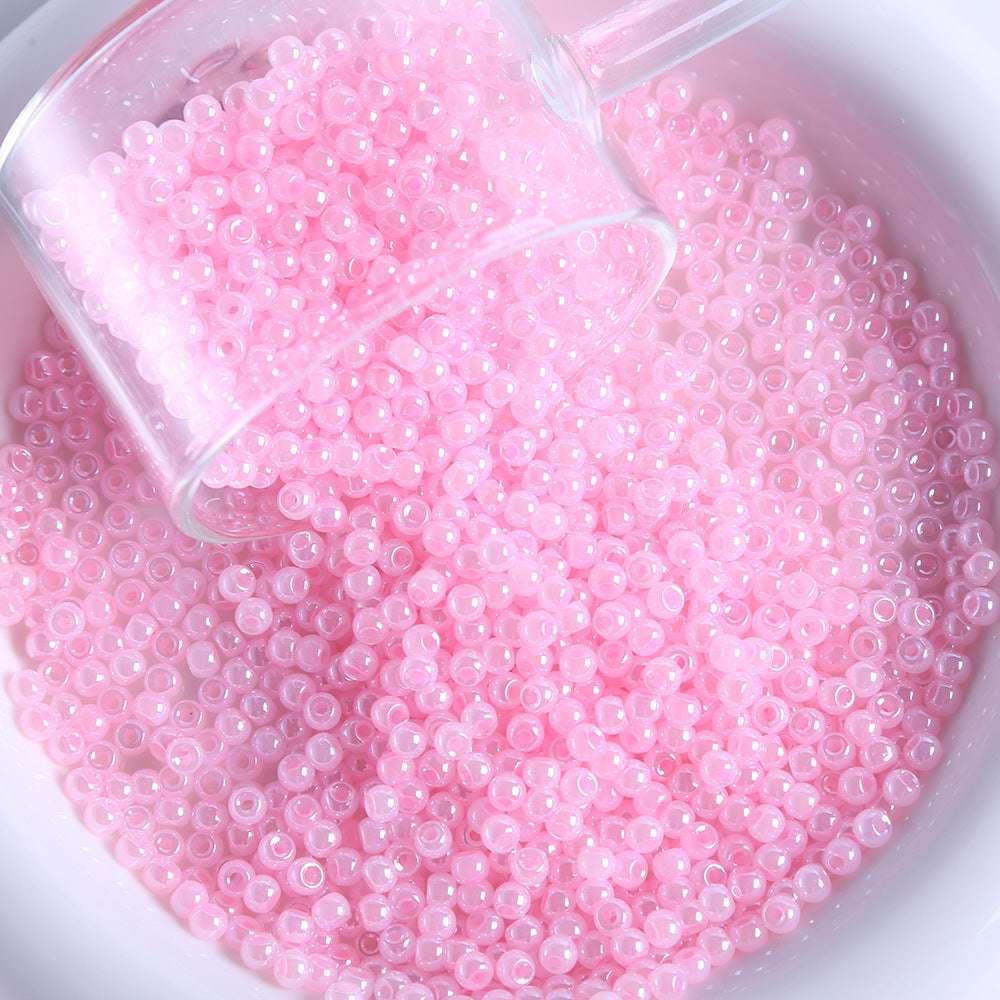 4mm cream glass rice beads pearlescent
