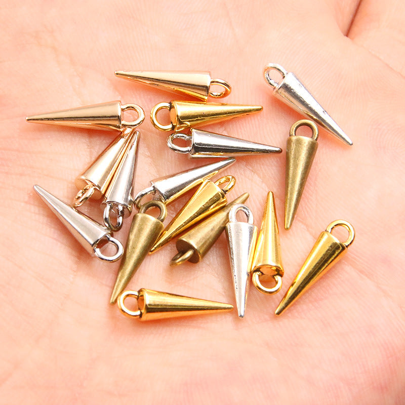 5 Colors 4*15mm DIY Zinc Alloy Accessories Smooth Cone Pendant Charm Keychain Bag Bracelet Accessories