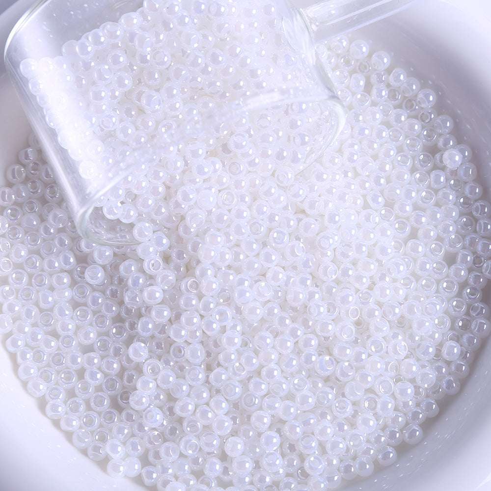 4mm cream glass rice beads pearlescent
