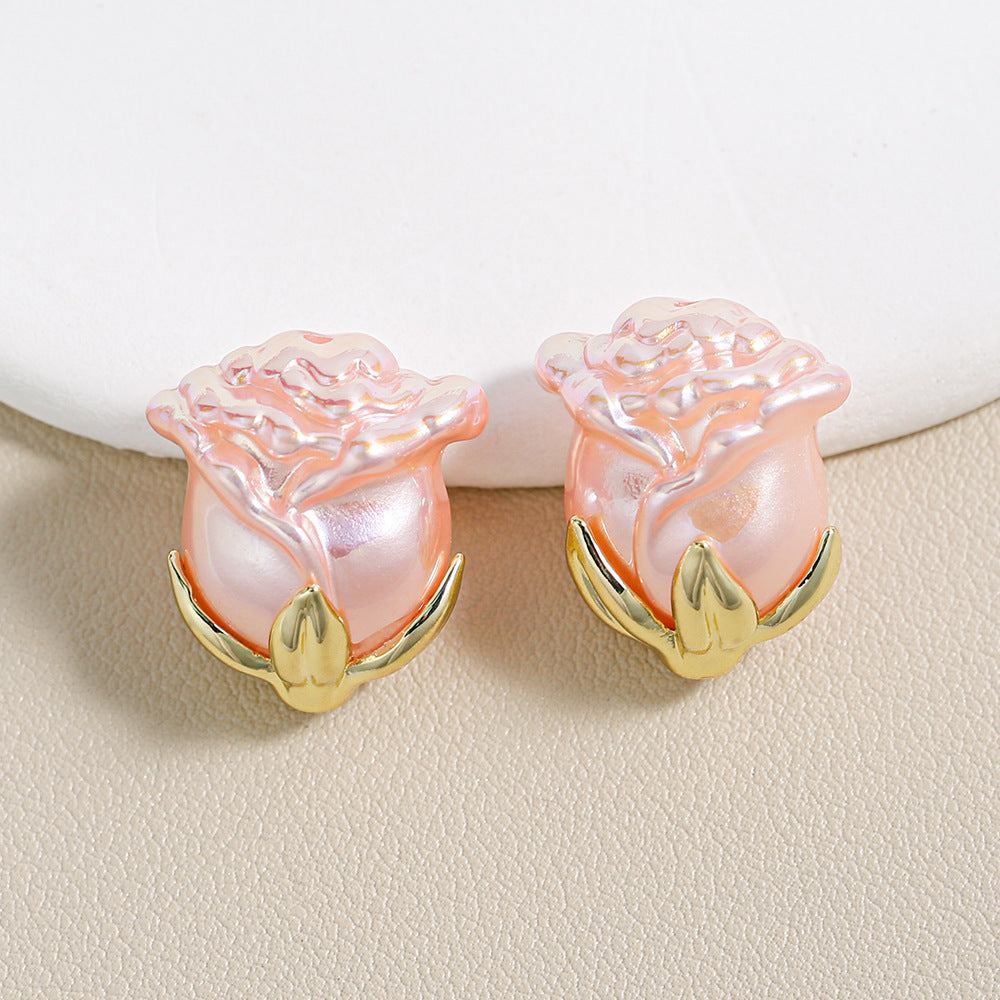 Electroplated Straight Hole Rose Beads