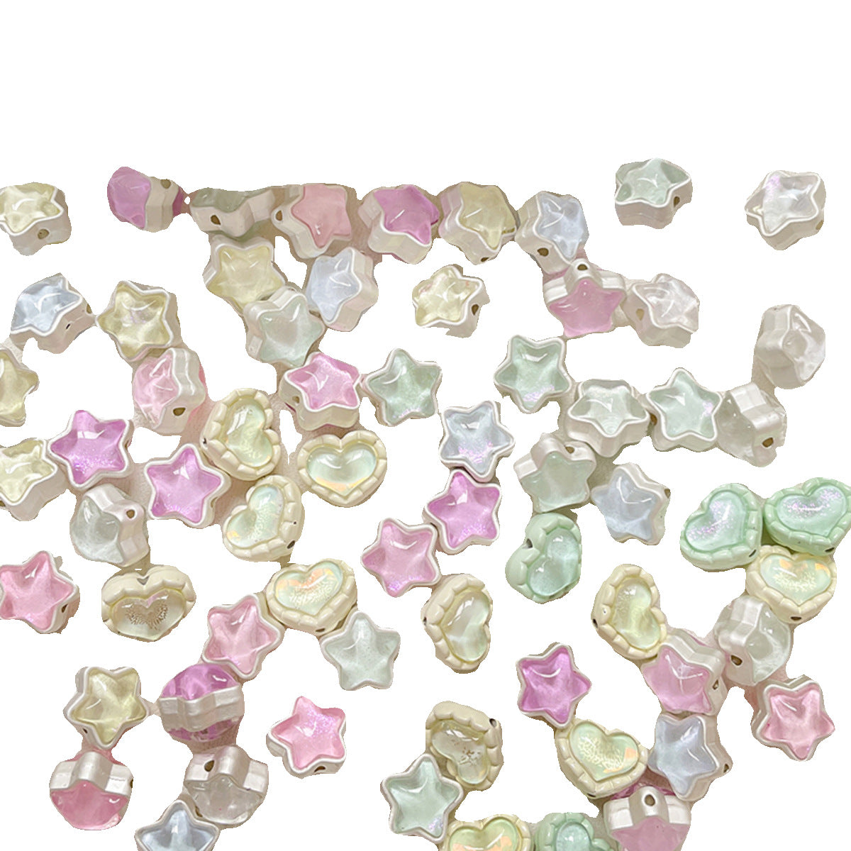 10 pcs Sweet Jelly Star Heart Beads Alloy