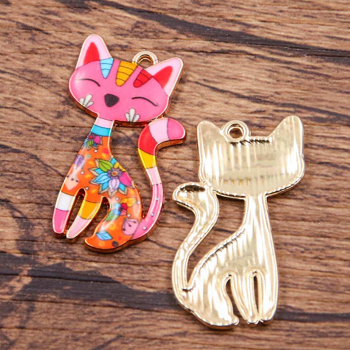 1 Piece 8 Colors 17*29mm DIY Alloy Jewelry KC Gold Drop Oil Color Printing Halloween Fox Pendant Hanging Decoration