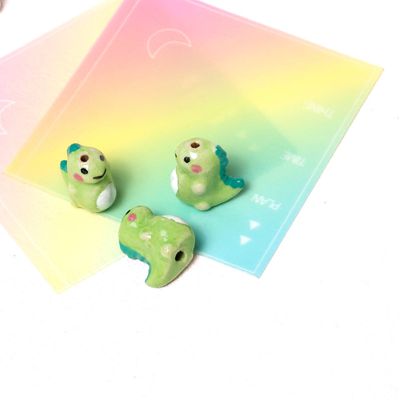 3D Cute Playful Color Block Blush Little Milk Dragon Multicolor Ceramic Bead Hand