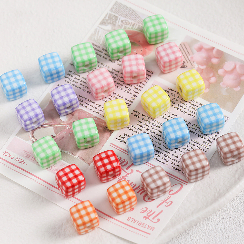 Acrylic Houndstooth Cute Square beadable beads