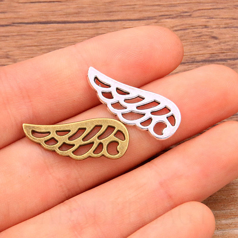 2 Colors 10*24mm DIY Alloy Jewelry Accessories Hollow Wing Pendant Animal Pendant Bracelet Accessories