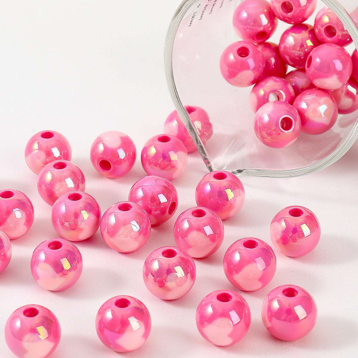Dopamine Colorful Heart Round Beads UV Acrylic Straight Hole beadable beads