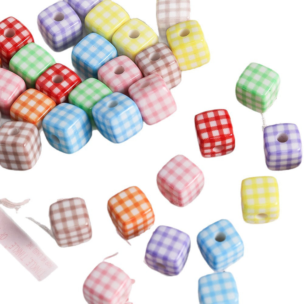 Acrylic Houndstooth Cute Square beadable beads