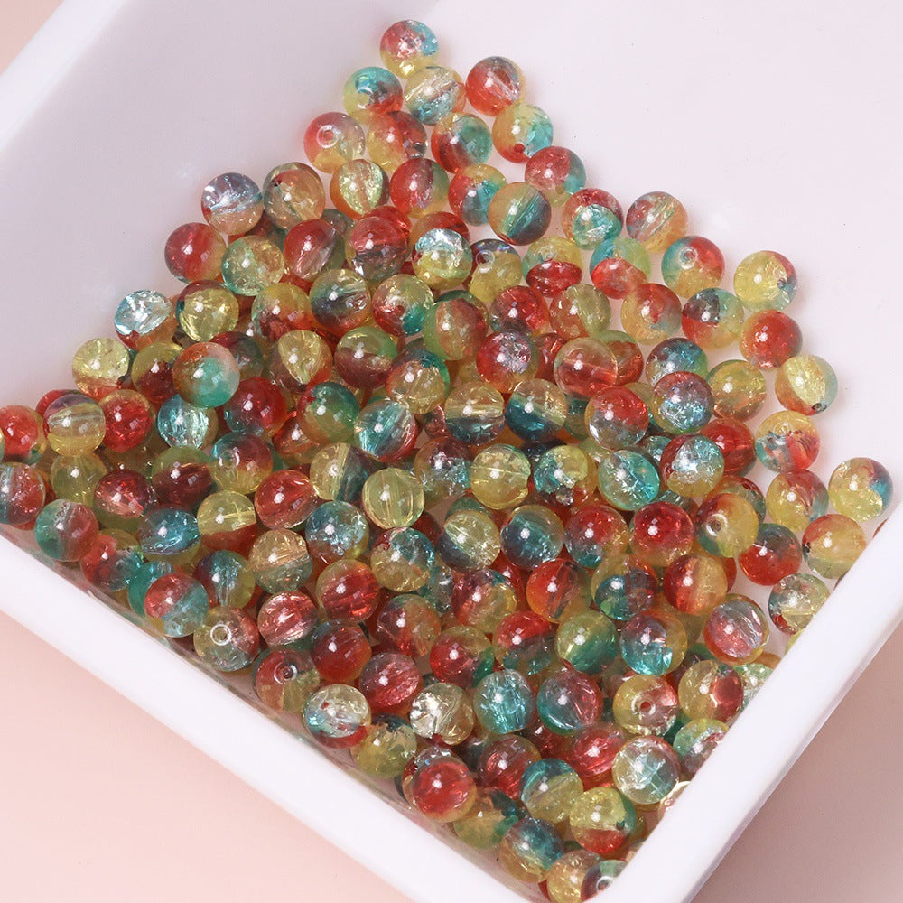10mm Three-Color Ice Soul Crackle Beads Handmade Glass Beads Loose Beads