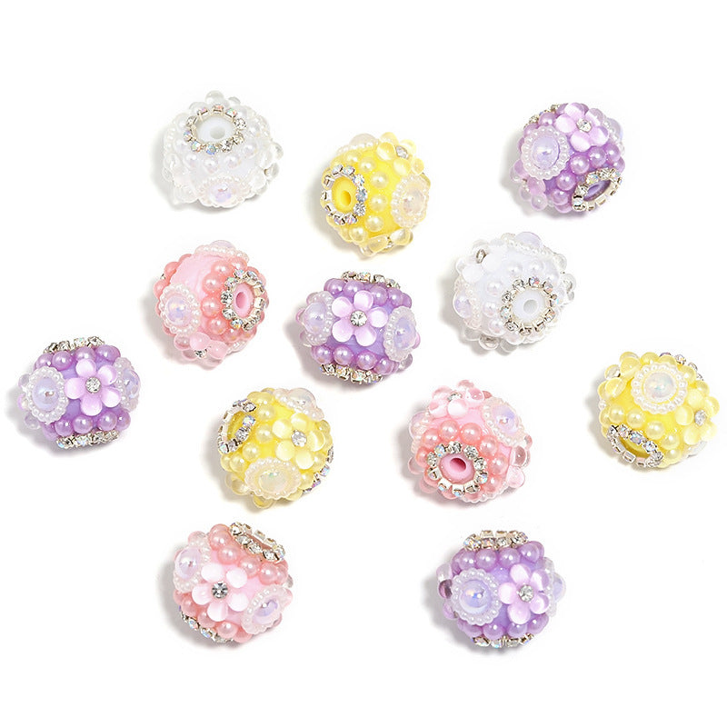 Diamond Five-Petal Flower Chain Pearl Diamond Ball