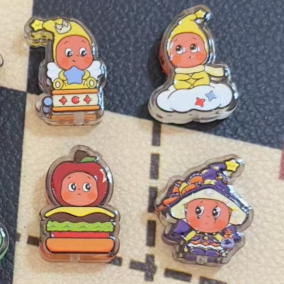 5 pcs Printed Embossed Cartoon Amusement Park Star People Acrylic Beads