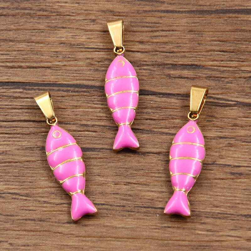 7X28mm Gold Fish Shape Oil Drop Pendant Small Charms