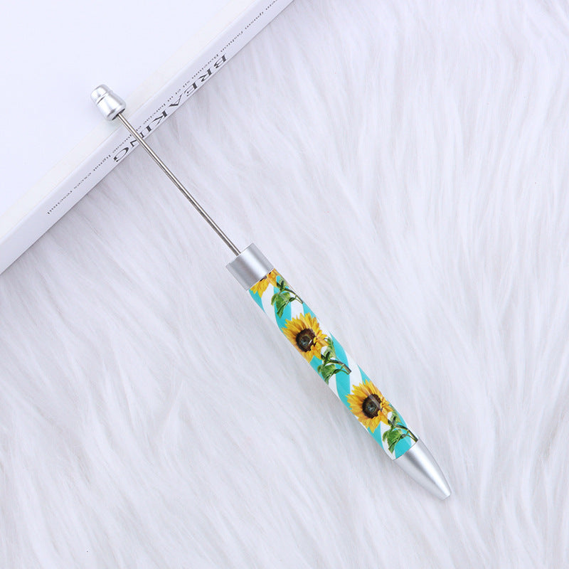 Long Flag Print Beaded Pen Educational Handmade Beading Cute Pen