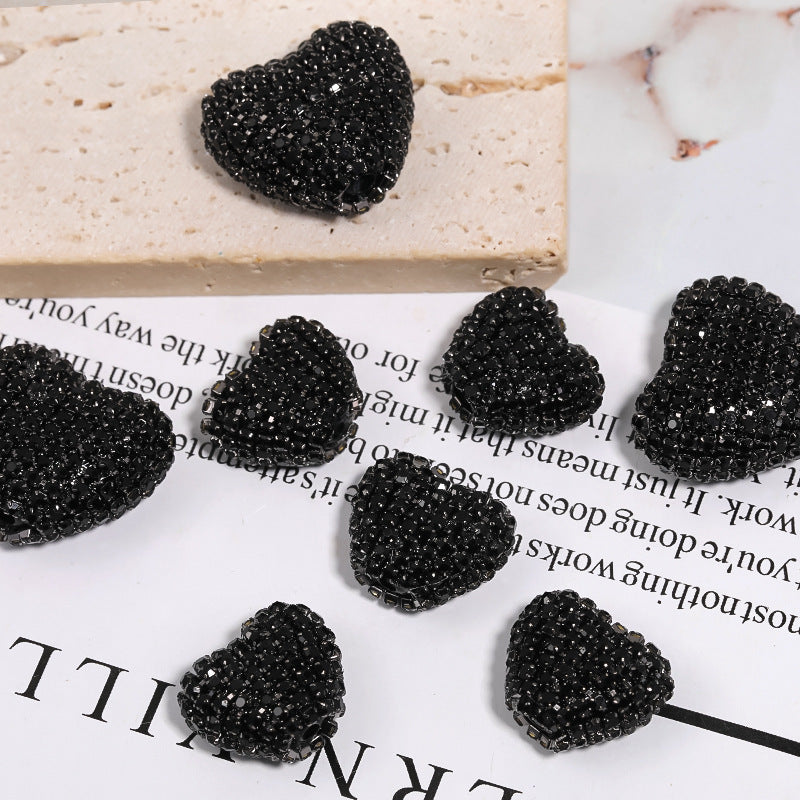 Rhinestone Claw Chain Heart-shaped Rhinestone Ball Straight Hole Bead