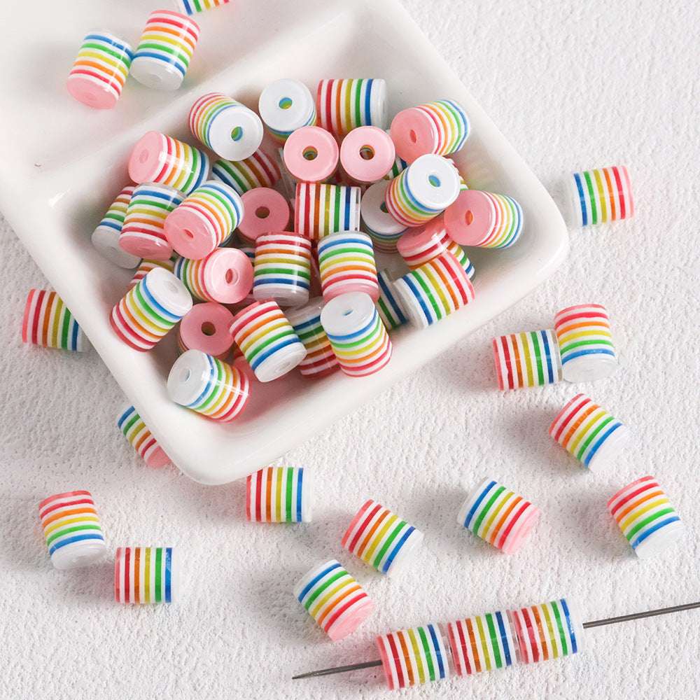 Color Striped Resin beadable beads