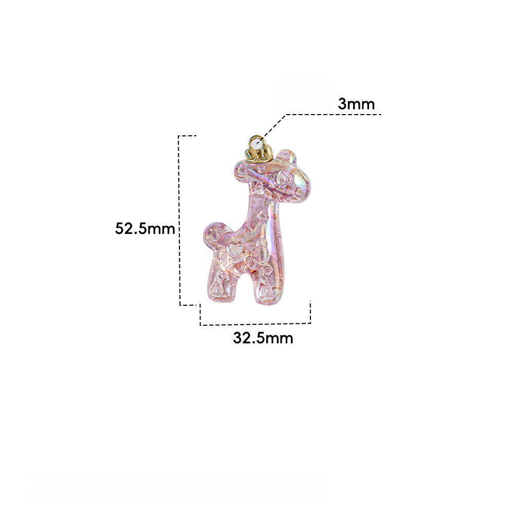 Transparent Deer Multi-Color Tassel Pendant