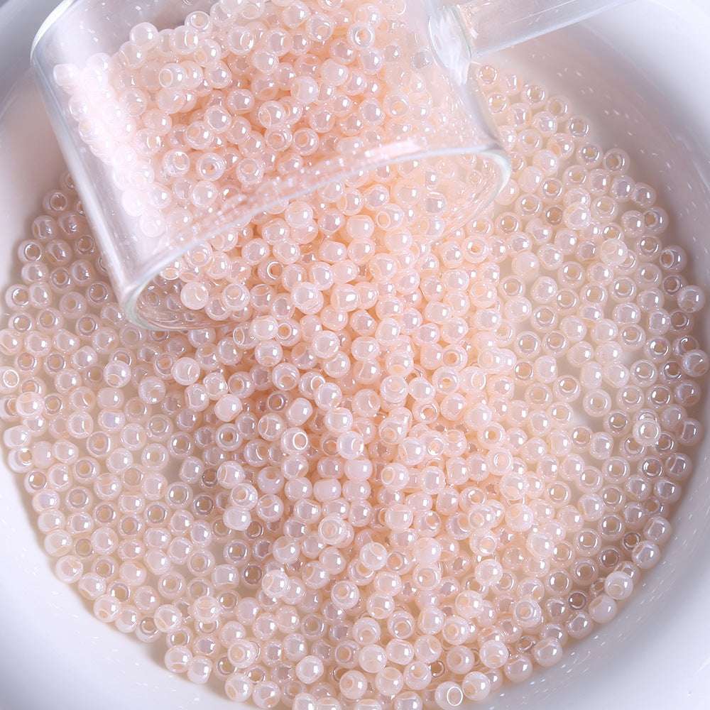 4mm cream glass rice beads pearlescent