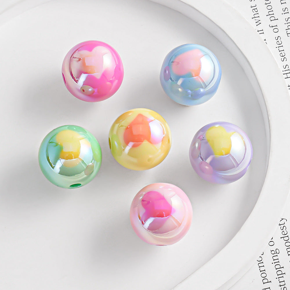 16mm Heart-shaped Straight Hole Round Beads