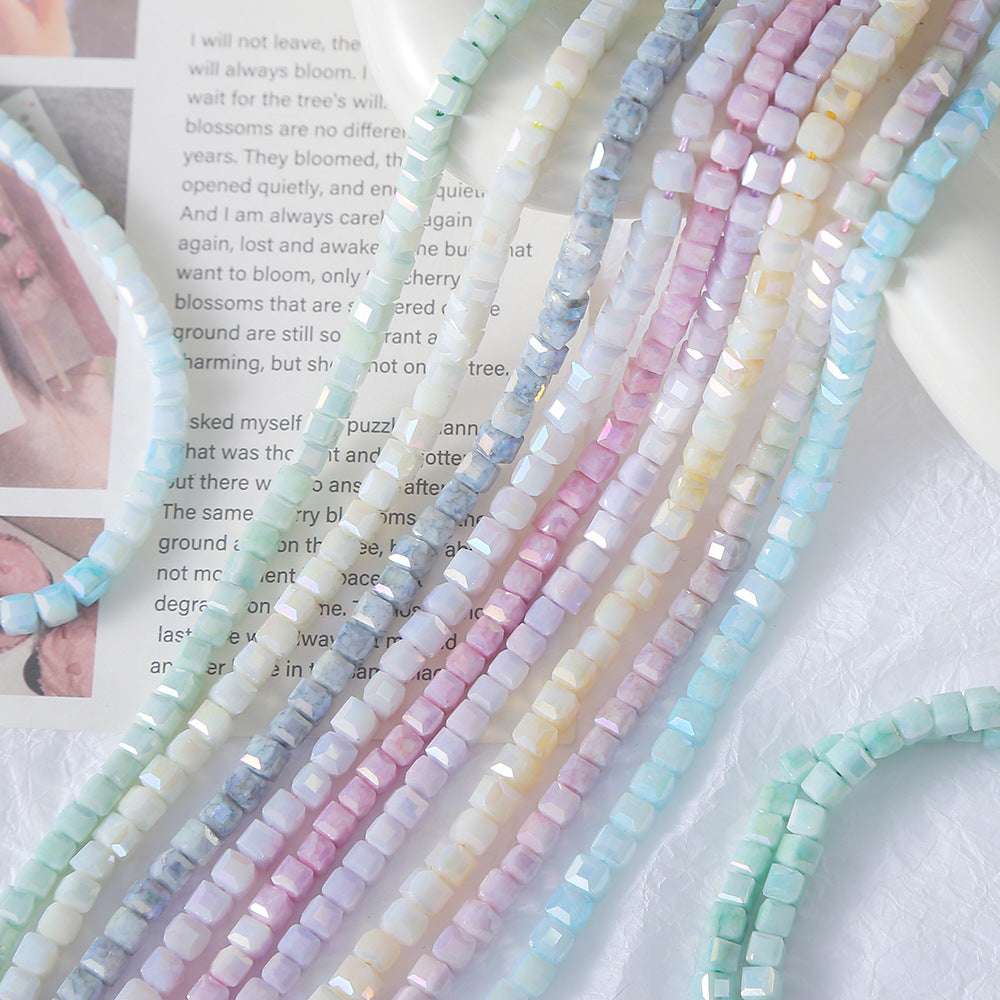 5mm Faceted Crystal Sugar Cube Water-Dyed Square