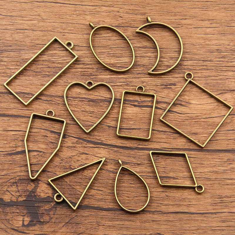 3 Colors DIY Alloy Jewelry Mixed Geometric Shapes Epoxy Resin Mold Frame